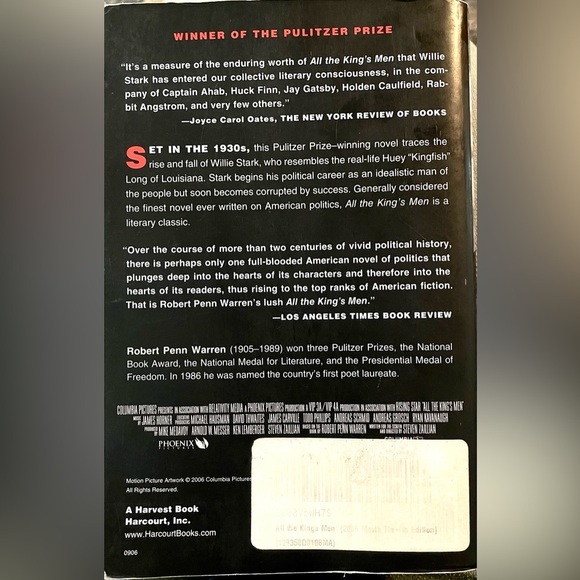 BANNED BOOK “All the King’s Men” by Robert Penn Warren – Movie Tie-In Paperback - Picture 3 of 4